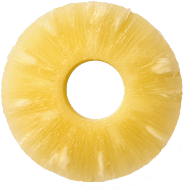 A peeled slice of pineapple